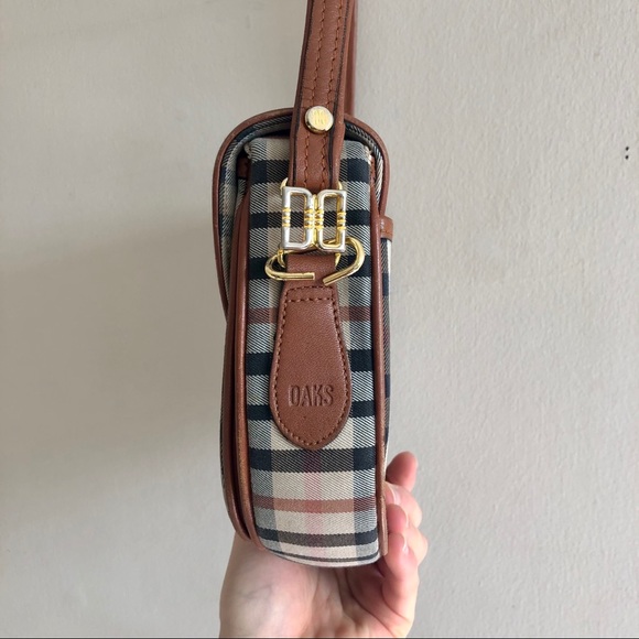 Vintage 80s Plaid Canvas/ Leather Cross Body Bag - Picture 5 of 16